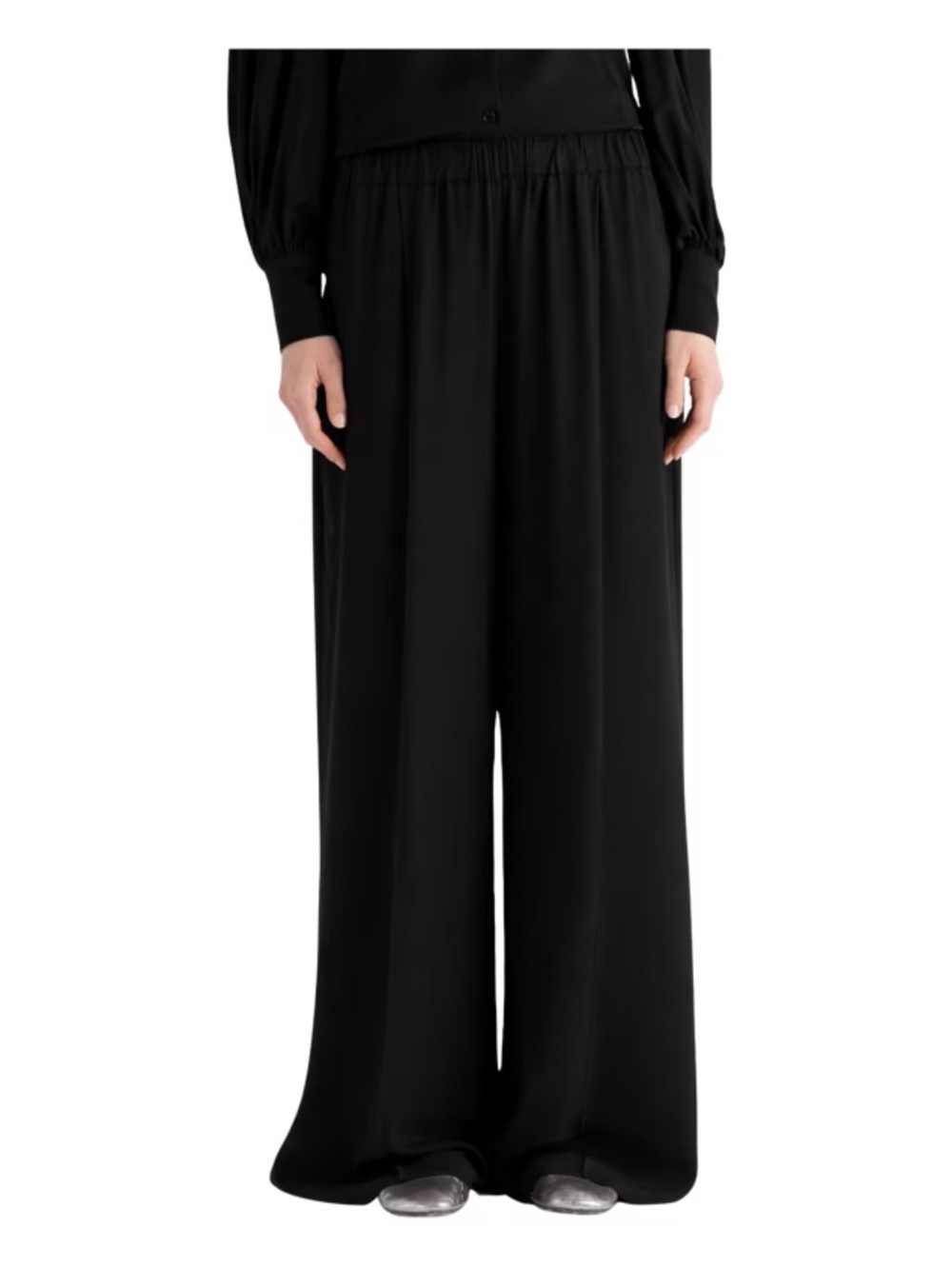 NEW Meimeij Wide Leg Black Trousers Pantalone Morbida Italy